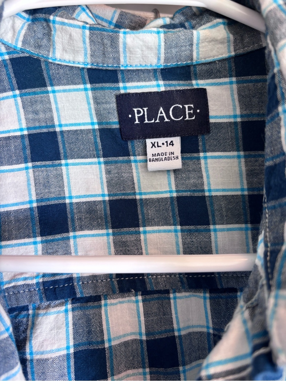 Place Blue and White Plaid Button-Down Shirt